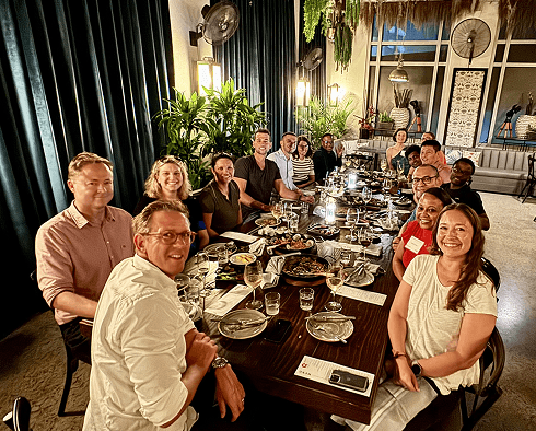Group of professionals dining together