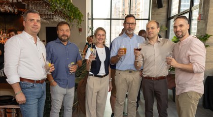 Taking in the views at a NYC rooftop.
